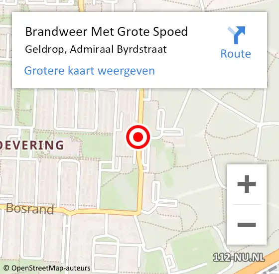 Locatie op kaart van de 112 melding: Brandweer Met Grote Spoed Naar Geldrop, Admiraal Byrdstraat op 8 maart 2021 20:26