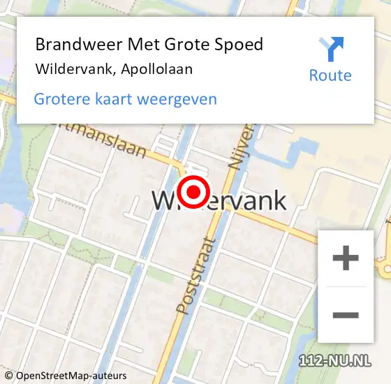 Locatie op kaart van de 112 melding: Brandweer Met Grote Spoed Naar Wildervank, Apollolaan op 8 maart 2021 21:48