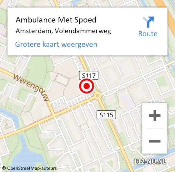 Locatie op kaart van de 112 melding: Ambulance Met Spoed Naar Amsterdam, Volendammerweg op 8 maart 2021 21:49