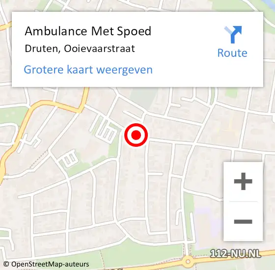 Locatie op kaart van de 112 melding: Ambulance Met Spoed Naar Druten, Ooievaarstraat op 8 maart 2021 22:34