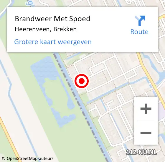 Locatie op kaart van de 112 melding: Brandweer Met Spoed Naar Heerenveen, Brekken op 8 maart 2021 23:09