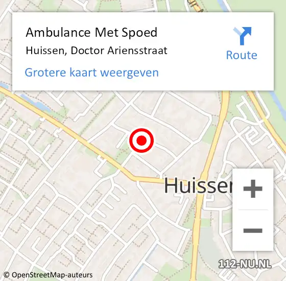 Locatie op kaart van de 112 melding: Ambulance Met Spoed Naar Huissen, Doctor Ariensstraat op 8 maart 2021 23:11