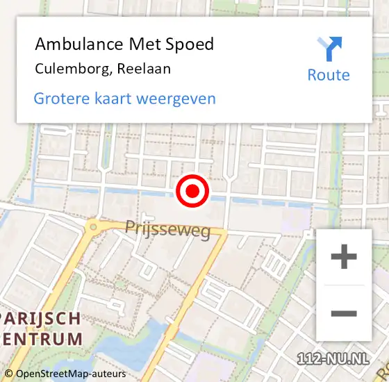 Locatie op kaart van de 112 melding: Ambulance Met Spoed Naar Culemborg, Reelaan op 9 maart 2021 05:34