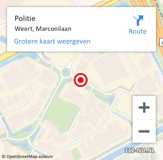 Locatie op kaart van de 112 melding: Politie Weert, Marconilaan op 9 maart 2021 07:48