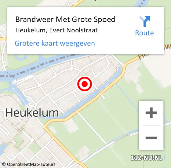 Locatie op kaart van de 112 melding: Brandweer Met Grote Spoed Naar Heukelum, Evert Noolstraat op 9 maart 2021 09:32