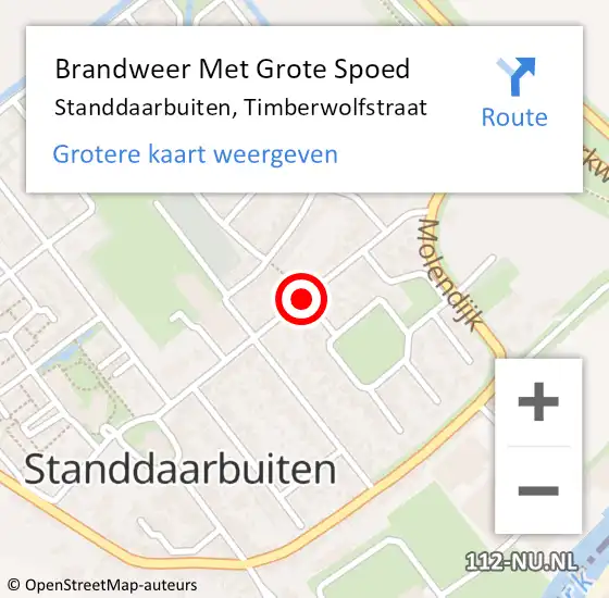 Locatie op kaart van de 112 melding: Brandweer Met Grote Spoed Naar Standdaarbuiten, Timberwolfstraat op 9 maart 2021 10:29