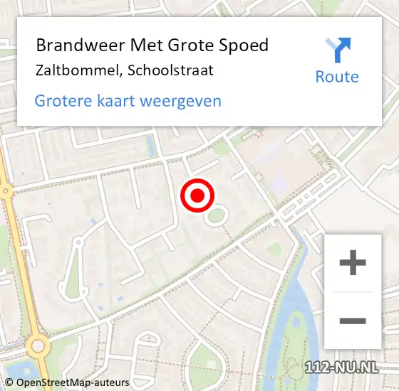 Locatie op kaart van de 112 melding: Brandweer Met Grote Spoed Naar Zaltbommel, Schoolstraat op 9 maart 2021 10:30