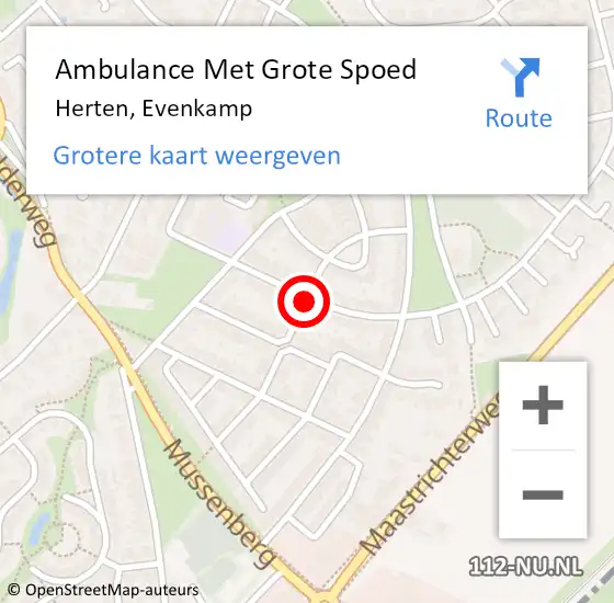 Locatie op kaart van de 112 melding: Ambulance Met Grote Spoed Naar Herten, Evenkamp op 9 maart 2021 10:46