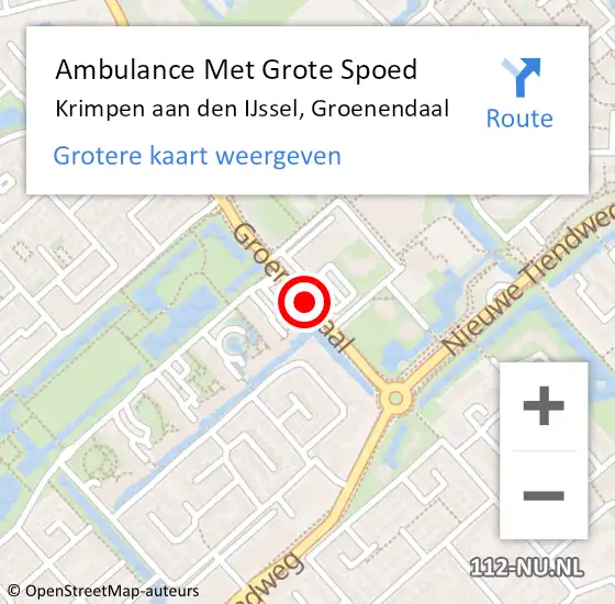 Locatie op kaart van de 112 melding: Ambulance Met Grote Spoed Naar Krimpen aan den IJssel, Groenendaal op 9 maart 2021 10:48