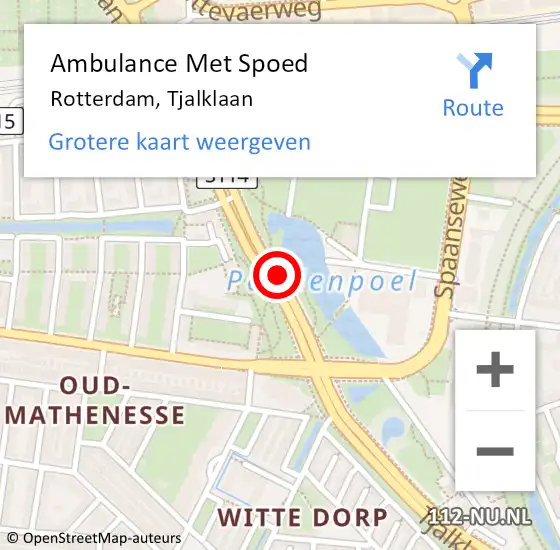 Locatie op kaart van de 112 melding: Ambulance Met Spoed Naar Rotterdam, Tjalklaan op 9 maart 2021 10:55