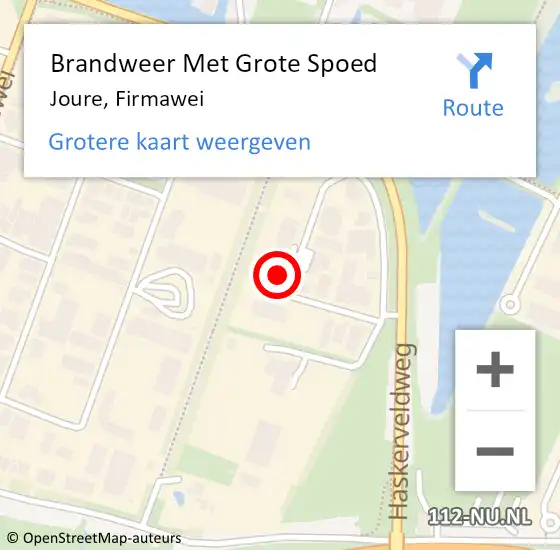 Locatie op kaart van de 112 melding: Brandweer Met Grote Spoed Naar Joure, Firmawei op 4 juni 2014 10:14