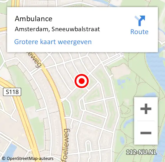 Locatie op kaart van de 112 melding: Ambulance Amsterdam, Sneeuwbalstraat op 9 maart 2021 12:47