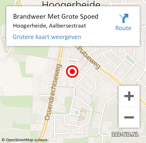 Locatie op kaart van de 112 melding: Brandweer Met Grote Spoed Naar Hoogerheide, Aalbersestraat op 9 maart 2021 12:54