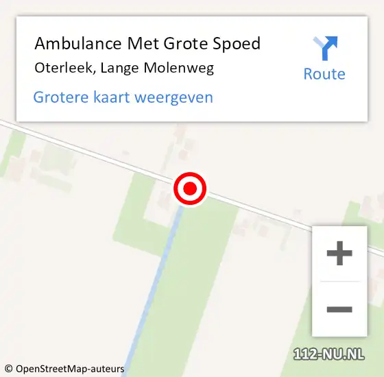 Locatie op kaart van de 112 melding: Ambulance Met Grote Spoed Naar Oterleek, Lange Molenweg op 9 maart 2021 14:26