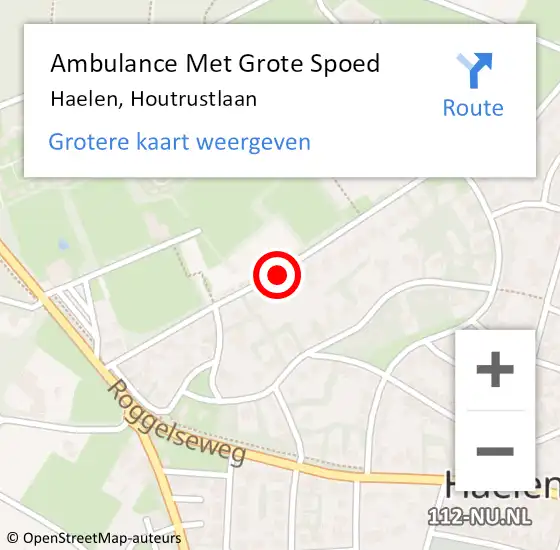 Locatie op kaart van de 112 melding: Ambulance Met Grote Spoed Naar Haelen, Houtrustlaan op 9 maart 2021 14:45