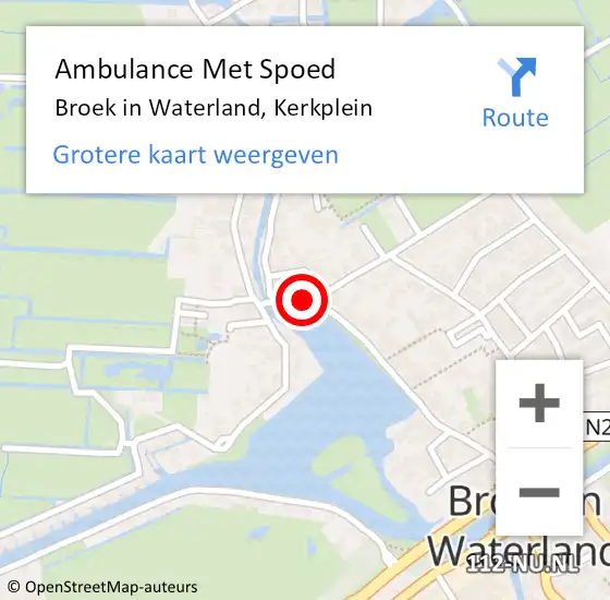 Locatie op kaart van de 112 melding: Ambulance Met Spoed Naar Broek in Waterland, Kerkplein op 9 maart 2021 15:26