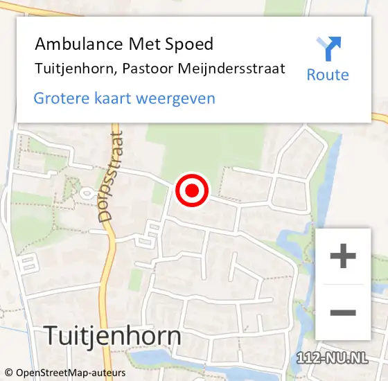 Locatie op kaart van de 112 melding: Ambulance Met Spoed Naar Tuitjenhorn, Pastoor Meijndersstraat op 9 maart 2021 16:23