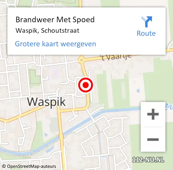 Locatie op kaart van de 112 melding: Brandweer Met Spoed Naar Waspik, Schoutstraat op 9 maart 2021 16:34