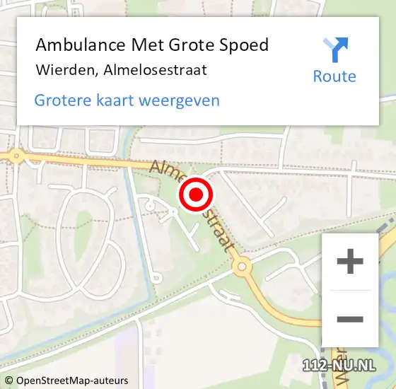 Locatie op kaart van de 112 melding: Ambulance Met Grote Spoed Naar Wierden, Almelosestraat op 9 maart 2021 17:00