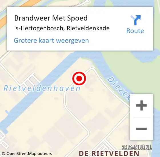Locatie op kaart van de 112 melding: Brandweer Met Spoed Naar 's-Hertogenbosch, Rietveldenkade op 9 maart 2021 17:22