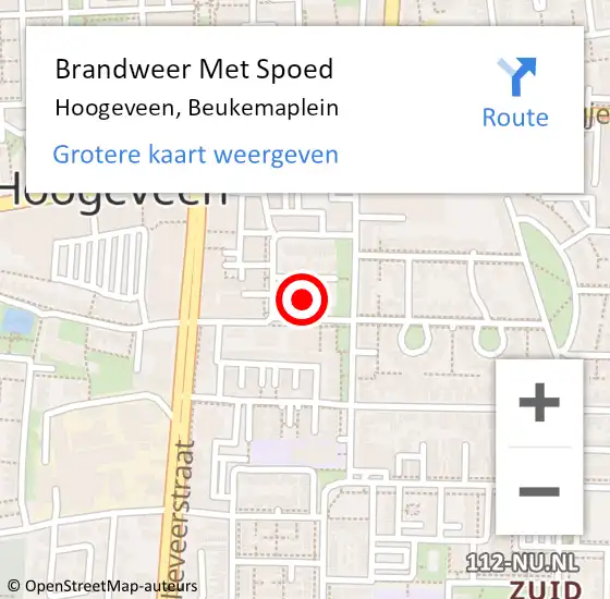 Locatie op kaart van de 112 melding: Brandweer Met Spoed Naar Hoogeveen, Beukemaplein op 9 maart 2021 17:30