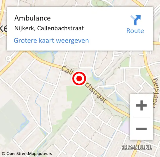 Locatie op kaart van de 112 melding: Ambulance Nijkerk, Callenbachstraat op 9 maart 2021 17:36