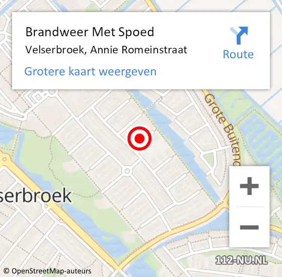 Locatie op kaart van de 112 melding: Brandweer Met Spoed Naar Velserbroek, Annie Romeinstraat op 9 maart 2021 19:02