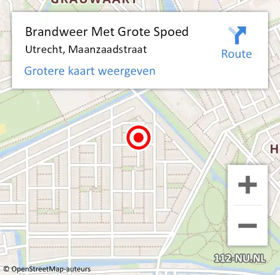 Locatie op kaart van de 112 melding: Brandweer Met Grote Spoed Naar Utrecht, Maanzaadstraat op 9 maart 2021 20:59