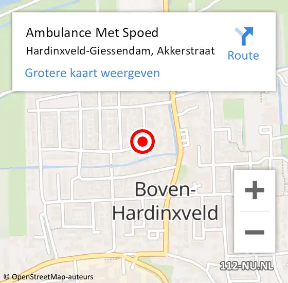 Locatie op kaart van de 112 melding: Ambulance Met Spoed Naar Hardinxveld-Giessendam, Akkerstraat op 9 maart 2021 23:38