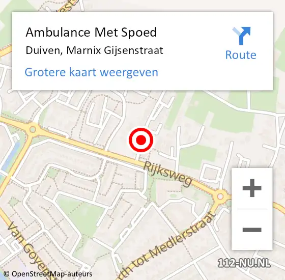 Locatie op kaart van de 112 melding: Ambulance Met Spoed Naar Duiven, Marnix Gijsenstraat op 10 maart 2021 04:30