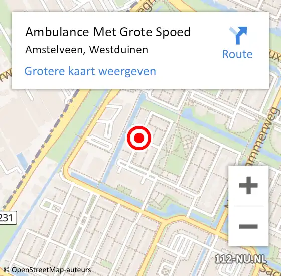 Locatie op kaart van de 112 melding: Ambulance Met Grote Spoed Naar Amstelveen, Westduinen op 10 maart 2021 05:07