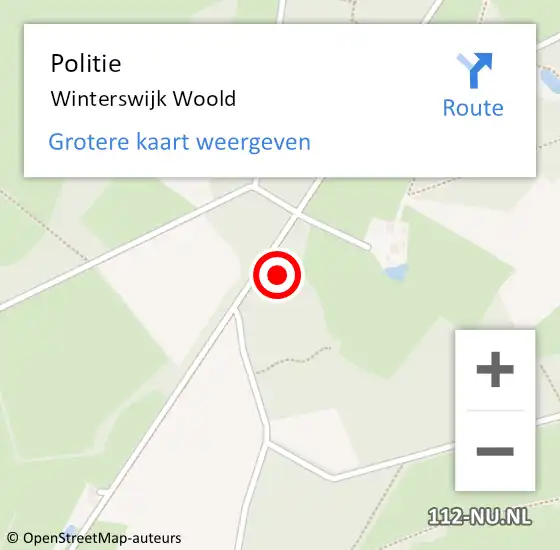 Locatie op kaart van de 112 melding: Politie Winterswijk Woold op 10 maart 2021 06:53