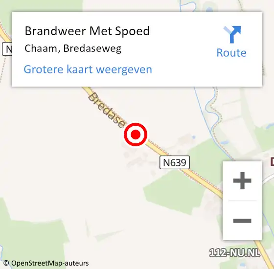Locatie op kaart van de 112 melding: Brandweer Met Spoed Naar Chaam, Bredaseweg op 10 maart 2021 07:56