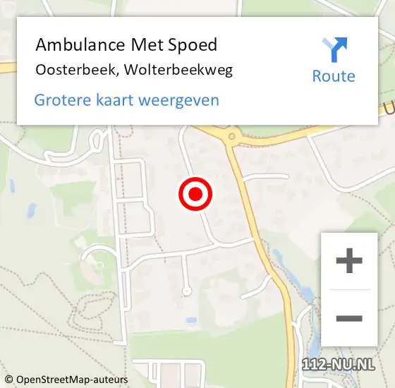 Locatie op kaart van de 112 melding: Ambulance Met Spoed Naar Oosterbeek, Wolterbeekweg op 10 maart 2021 10:59