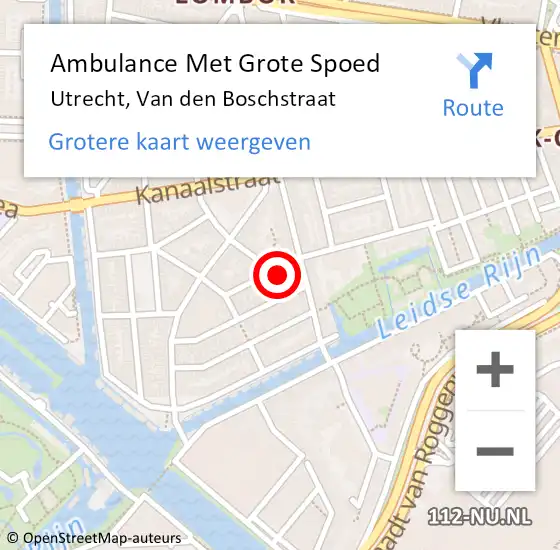 Locatie op kaart van de 112 melding: Ambulance Met Grote Spoed Naar Utrecht, Van den Boschstraat op 4 juni 2014 11:36