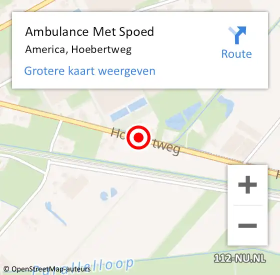 Locatie op kaart van de 112 melding: Ambulance Met Spoed Naar America, Hoebertweg op 4 juni 2014 11:37