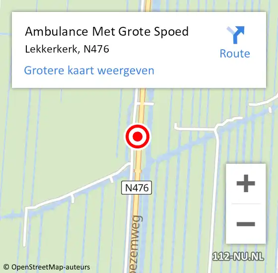 Locatie op kaart van de 112 melding: Ambulance Met Grote Spoed Naar Lekkerkerk, N476 op 4 juni 2014 11:37