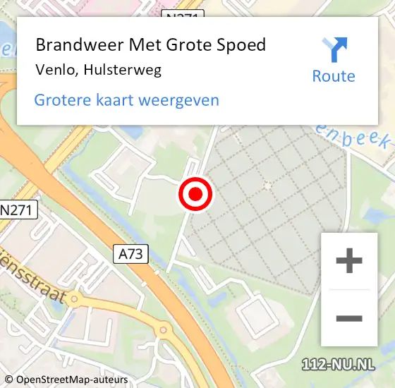 Locatie op kaart van de 112 melding: Brandweer Met Grote Spoed Naar Venlo, Hulsterweg op 10 maart 2021 11:12