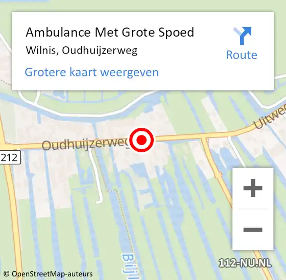 Locatie op kaart van de 112 melding: Ambulance Met Grote Spoed Naar Wilnis, Oudhuijzerweg op 10 maart 2021 11:20