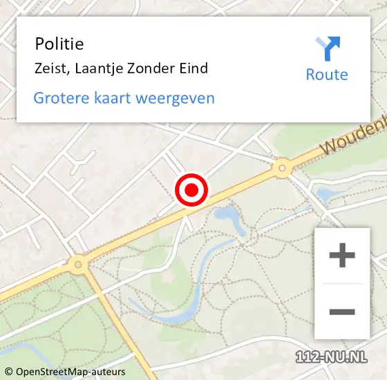 Locatie op kaart van de 112 melding: Politie Zeist, Laantje Zonder Eind op 10 maart 2021 11:31