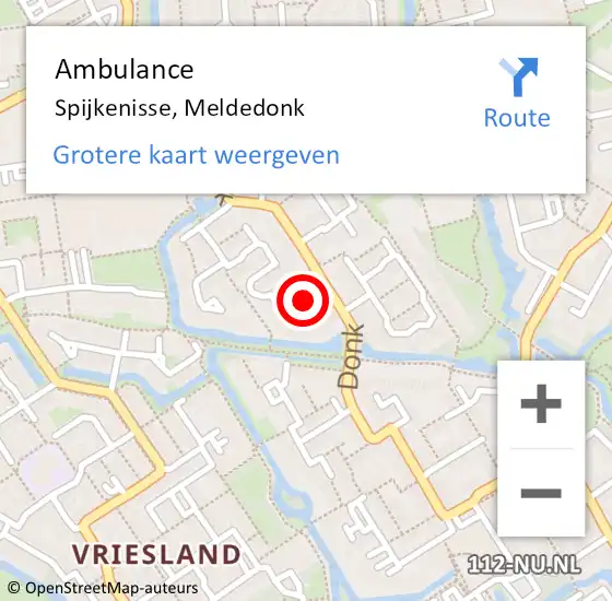Locatie op kaart van de 112 melding: Ambulance Spijkenisse, Meldedonk op 10 maart 2021 13:50