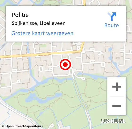 Locatie op kaart van de 112 melding: Politie Spijkenisse, Libelleveen op 10 maart 2021 14:00