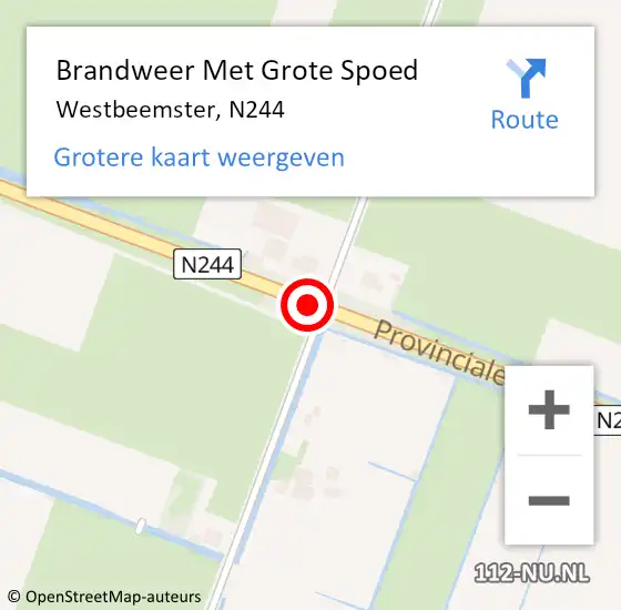 Locatie op kaart van de 112 melding: Brandweer Met Grote Spoed Naar Westbeemster, N244 op 10 maart 2021 14:25