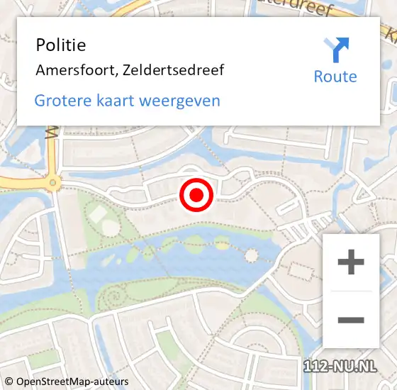 Locatie op kaart van de 112 melding: Politie Amersfoort, Zeldertsedreef op 10 maart 2021 15:14