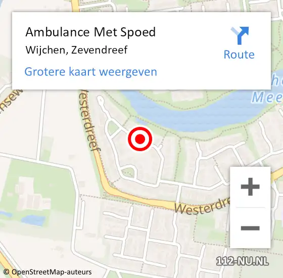 Locatie op kaart van de 112 melding: Ambulance Met Spoed Naar Wijchen, Zevendreef op 10 maart 2021 16:51