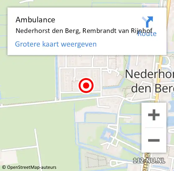 Locatie op kaart van de 112 melding: Ambulance Nederhorst den Berg, Rembrandt van Rijnhof op 10 maart 2021 16:57