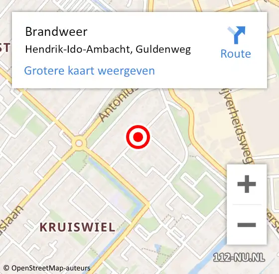 Locatie op kaart van de 112 melding: Brandweer Hendrik-Ido-Ambacht, Guldenweg op 10 maart 2021 18:04