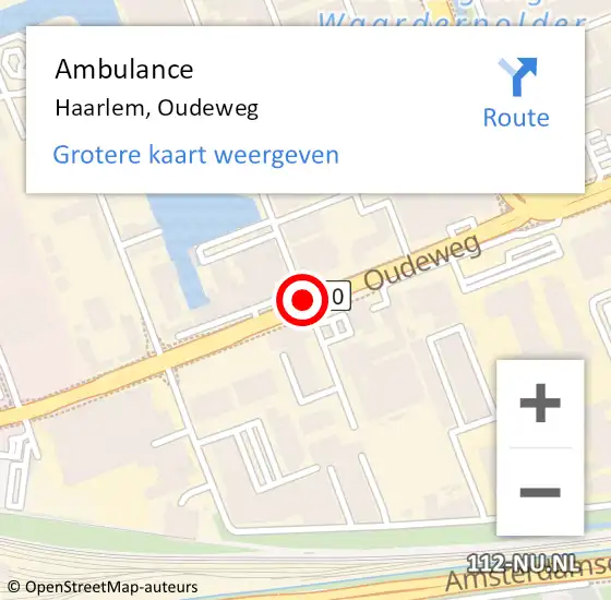 Locatie op kaart van de 112 melding: Ambulance Haarlem, Oudeweg op 10 maart 2021 18:18