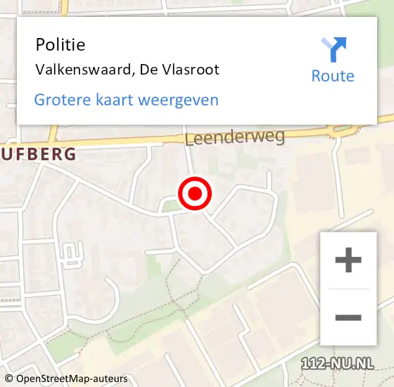 Locatie op kaart van de 112 melding: Politie Valkenswaard, De Vlasroot op 10 maart 2021 18:25