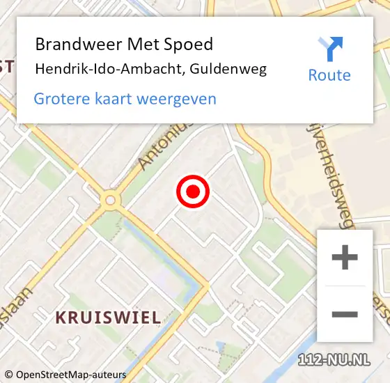 Locatie op kaart van de 112 melding: Brandweer Met Spoed Naar Hendrik-Ido-Ambacht, Guldenweg op 10 maart 2021 18:48